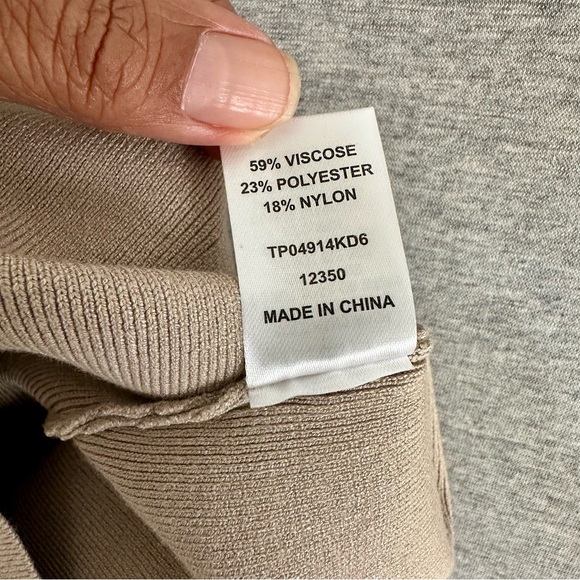 MESHKI Sia Beige Ribbed Knit Halter Mini Dress Turtleneck Oatmeal Size Small S - Picture 8 of 8